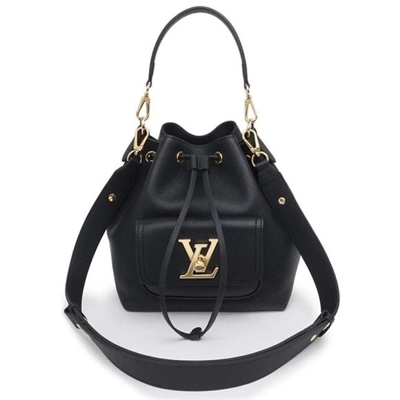 Louis Vuitton Grain Calf Leather LockMe Bucket Bag Black - Picture 1 of 12